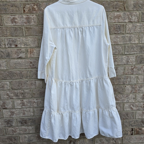 APIECE APART Maurino Dress Linen Blend Cream Tiered Shirtdress Button Up Size 2X - Picture 12 of 13